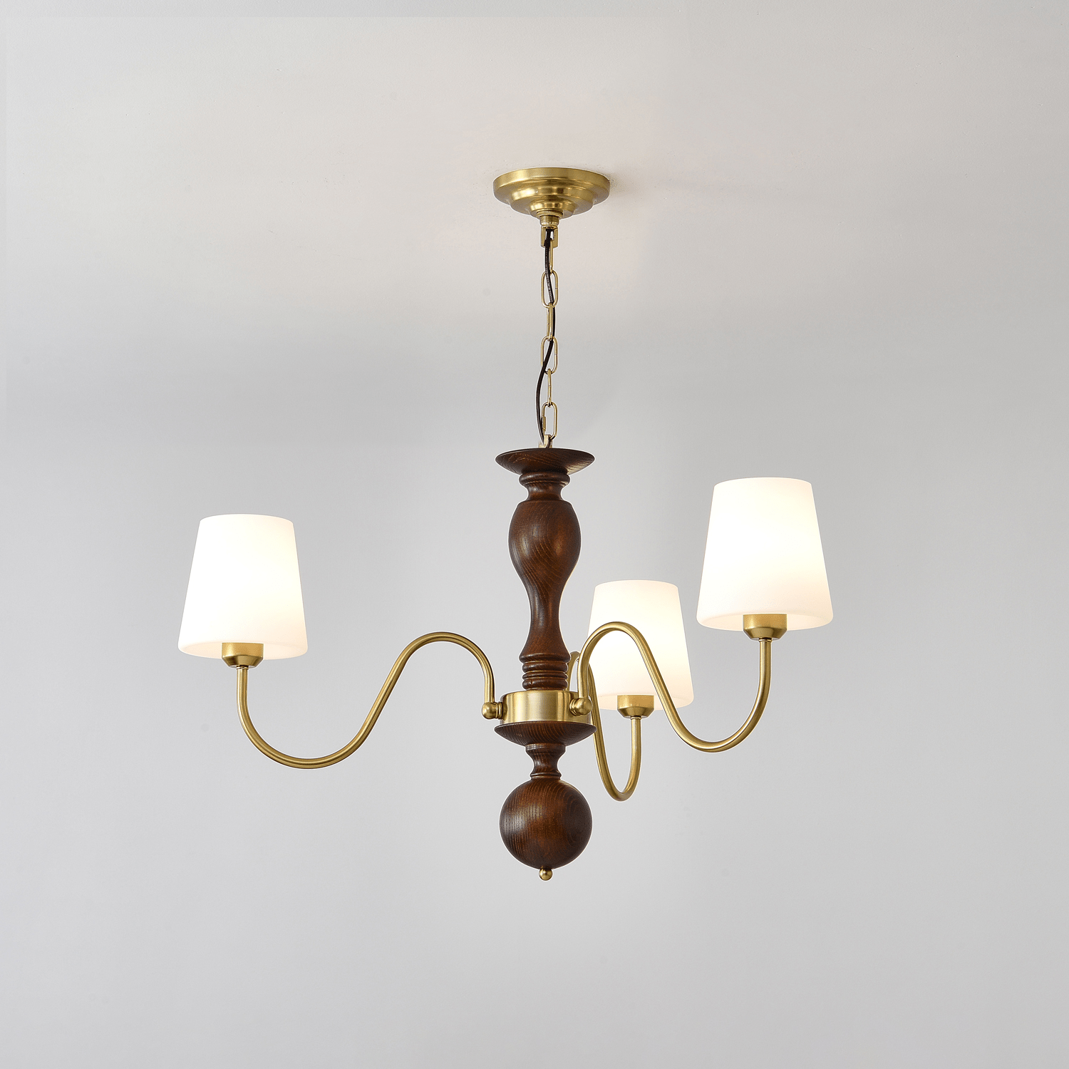 Lustra Chandelier Brass Wood Rustic Vintage - Letslighting