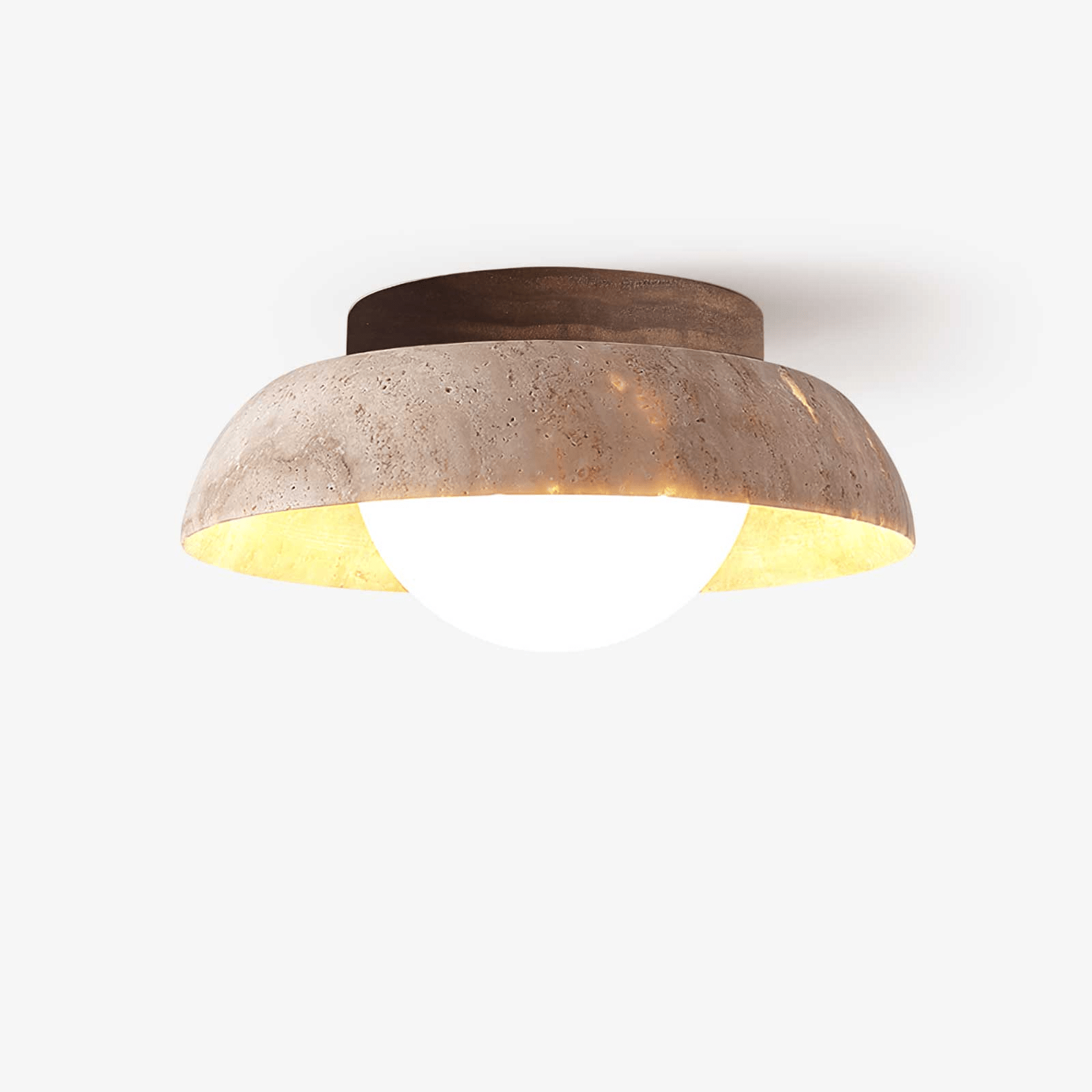Ashaionis Disc-Dome Travertine Ceiling Light - Letslighting