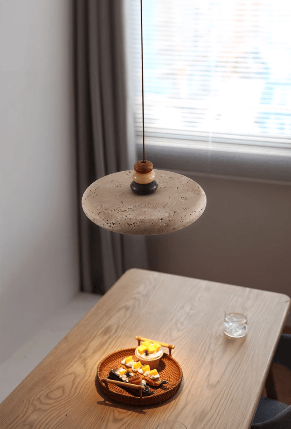 Cuvarora Disc Travertine Pendant Light - Letslighting
