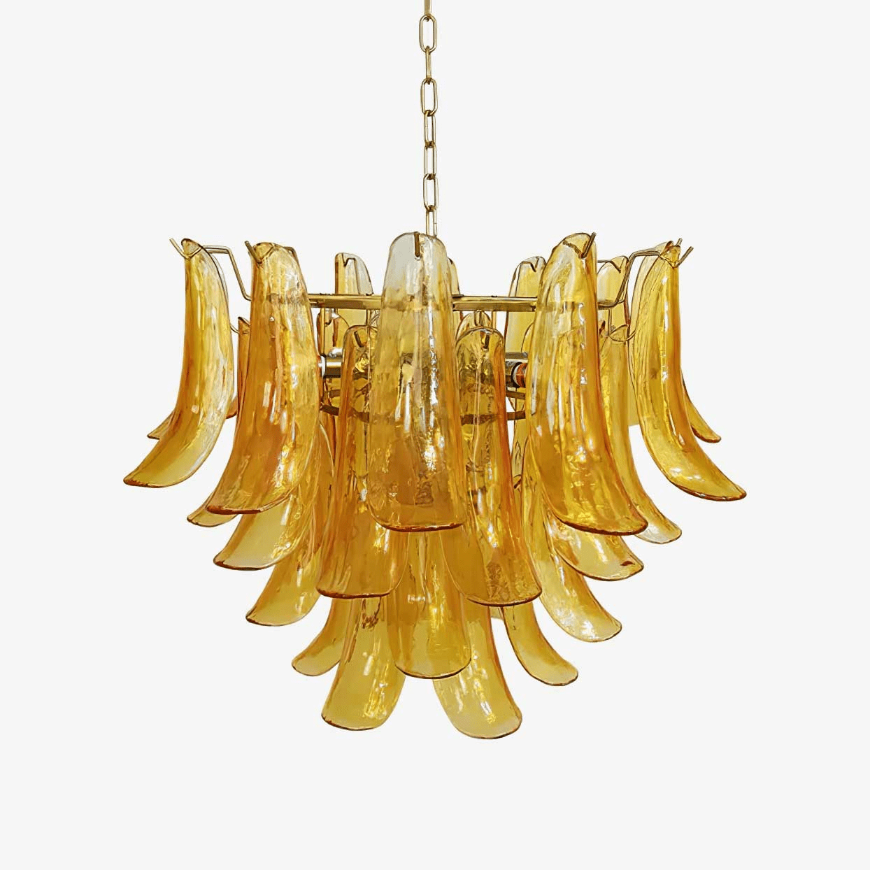 Aurora Chandelier Murano Glass Leaf Golden - Letslighting