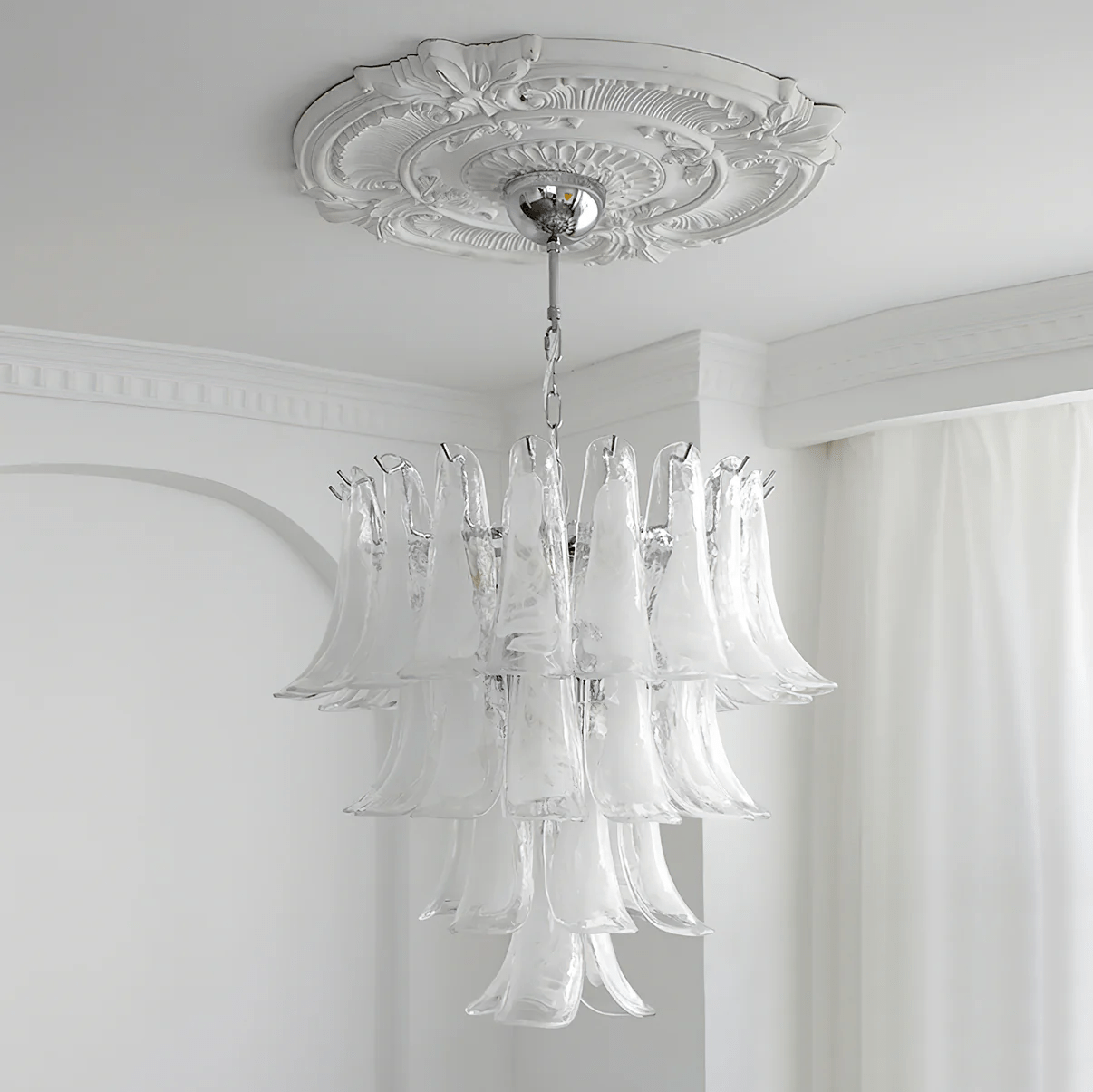 Aurora Chandelier Murano Glass Petals Vintage - Letslighting