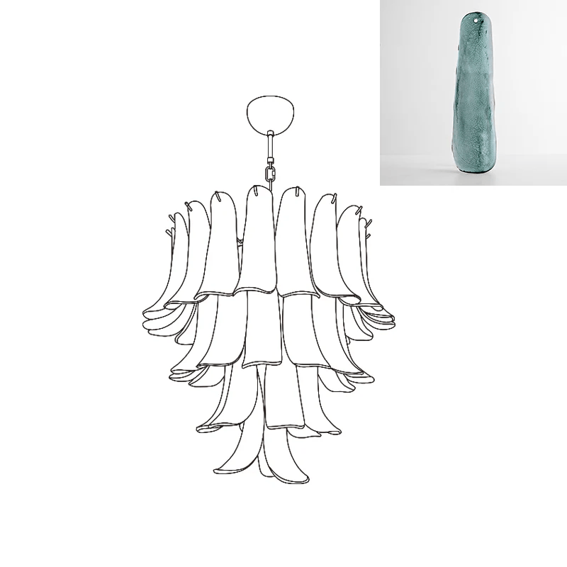 Aurora Chandelier Murano Glass Petals Vintage - Letslighting