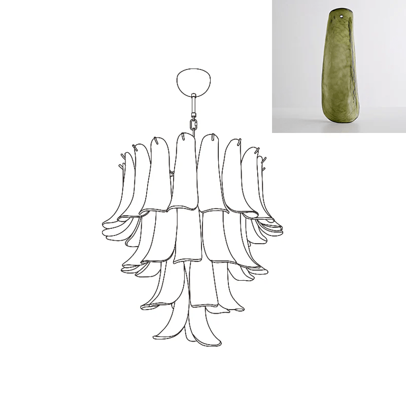 Aurora Chandelier Murano Glass Petals Vintage - Letslighting