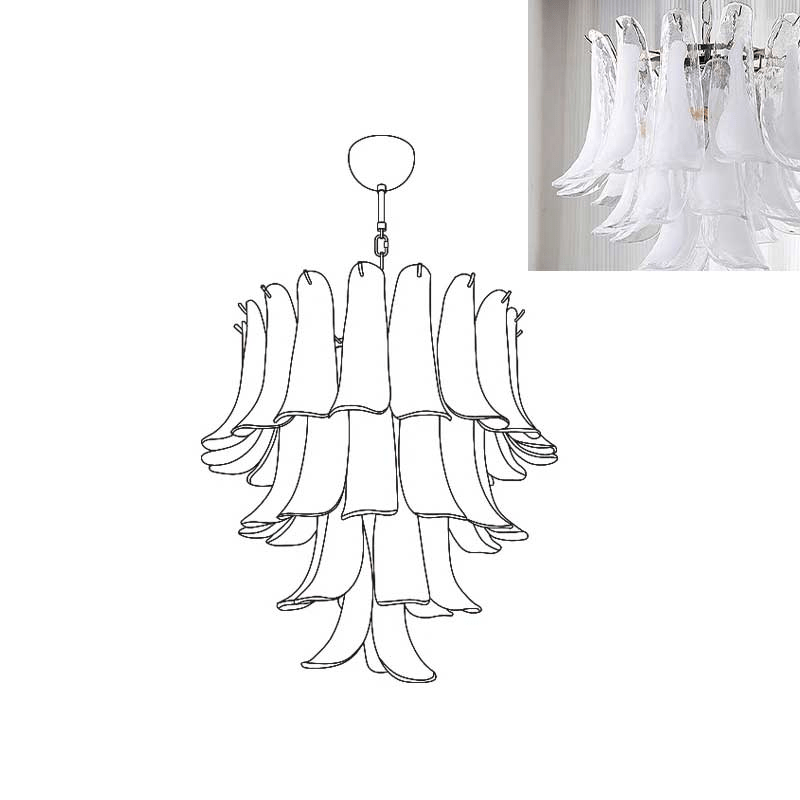 Aurora Chandelier Murano Glass Petals Vintage - Letslighting