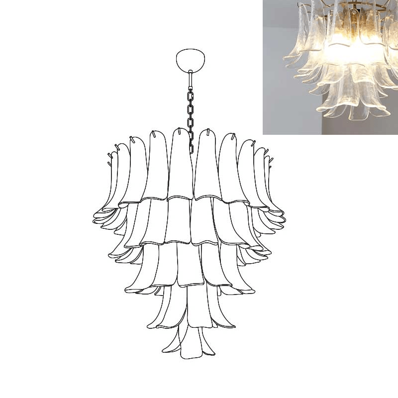 Aurora Chandelier Murano Glass Petals Vintage - Letslighting