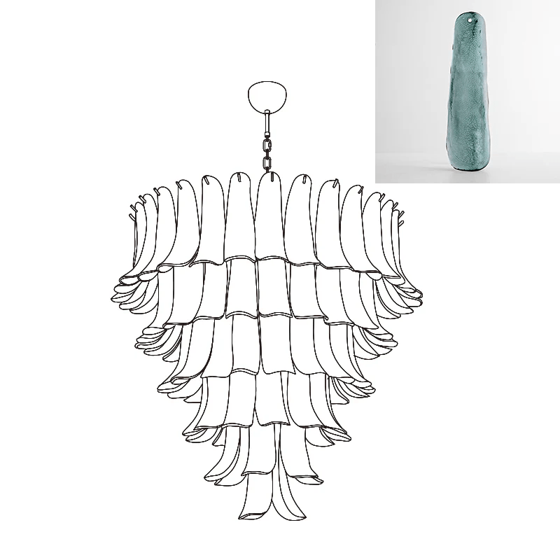 Aurora Chandelier Murano Glass Petals Vintage - Letslighting