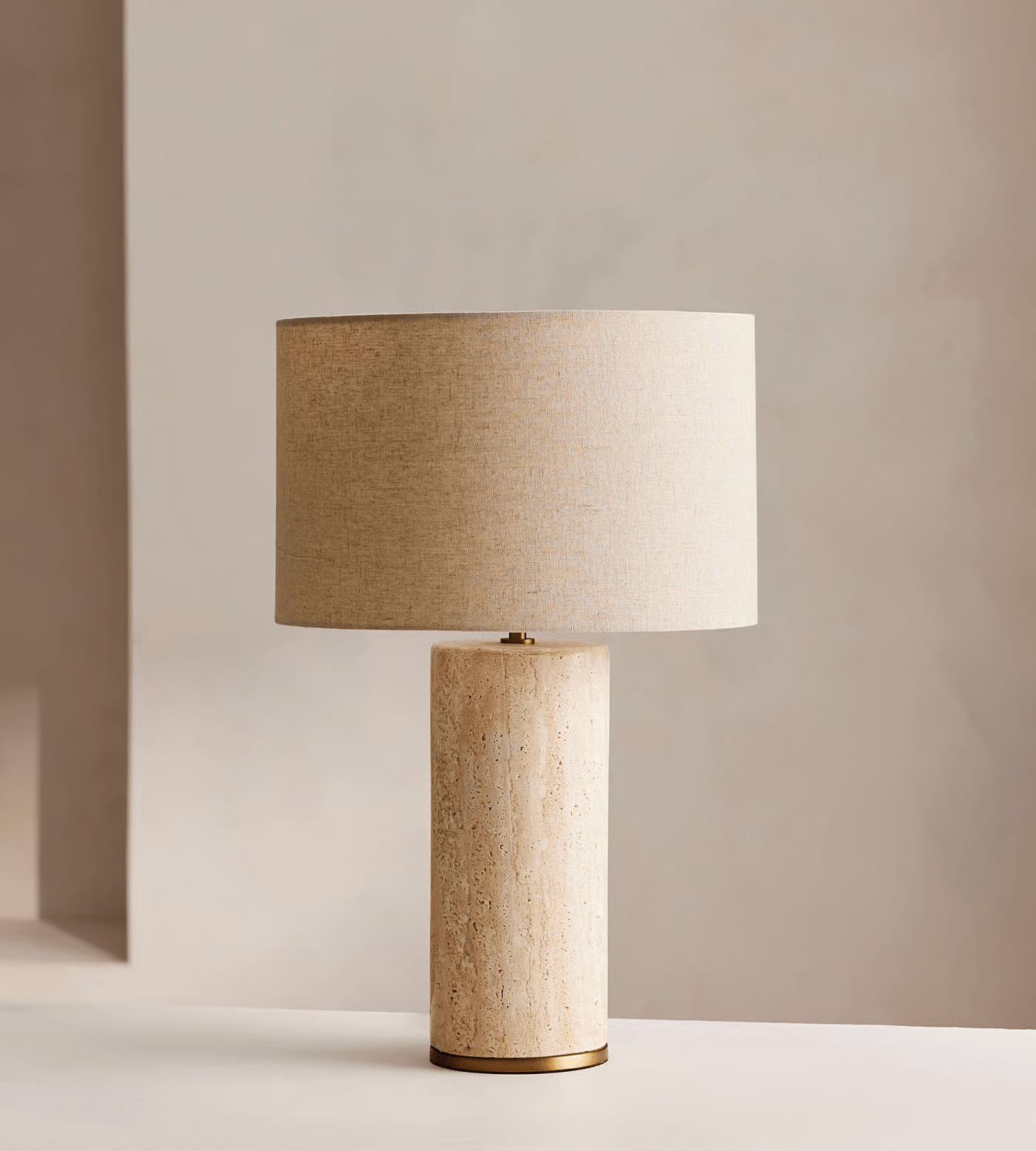 Vonoryra Cylindrical Travertine Table Lamp - Letslighting