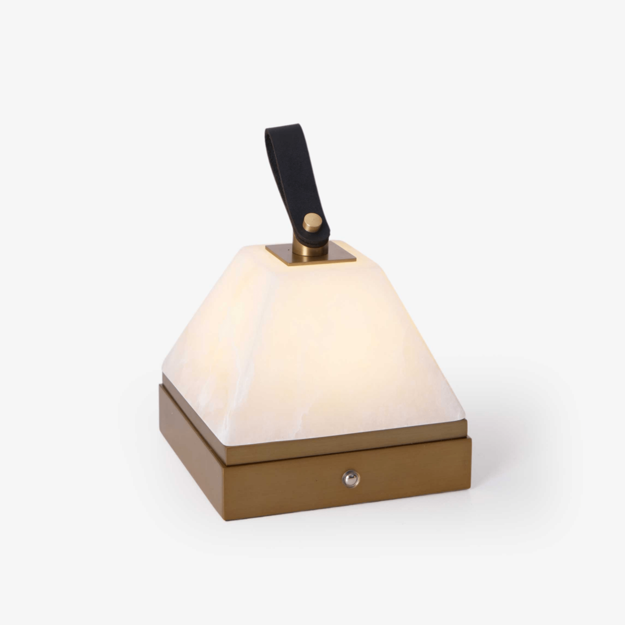 Pyramidale Alabaster Table Lamp with Leather Handle - Letslighting