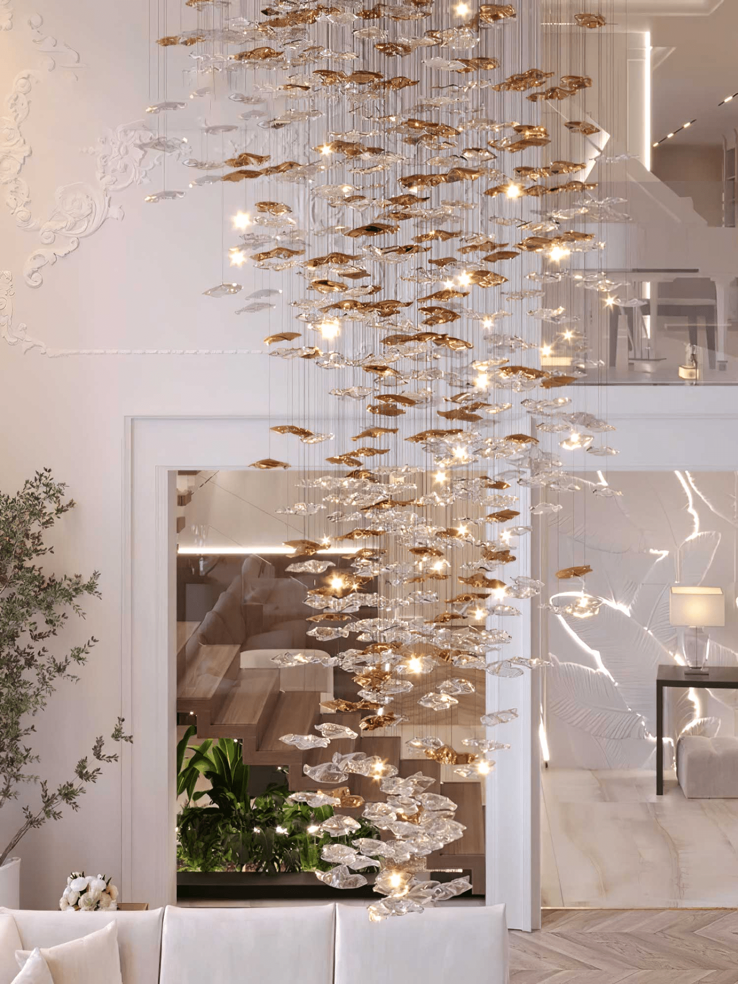 Nephele Crystal Leaf Chandelier - Letslighting
