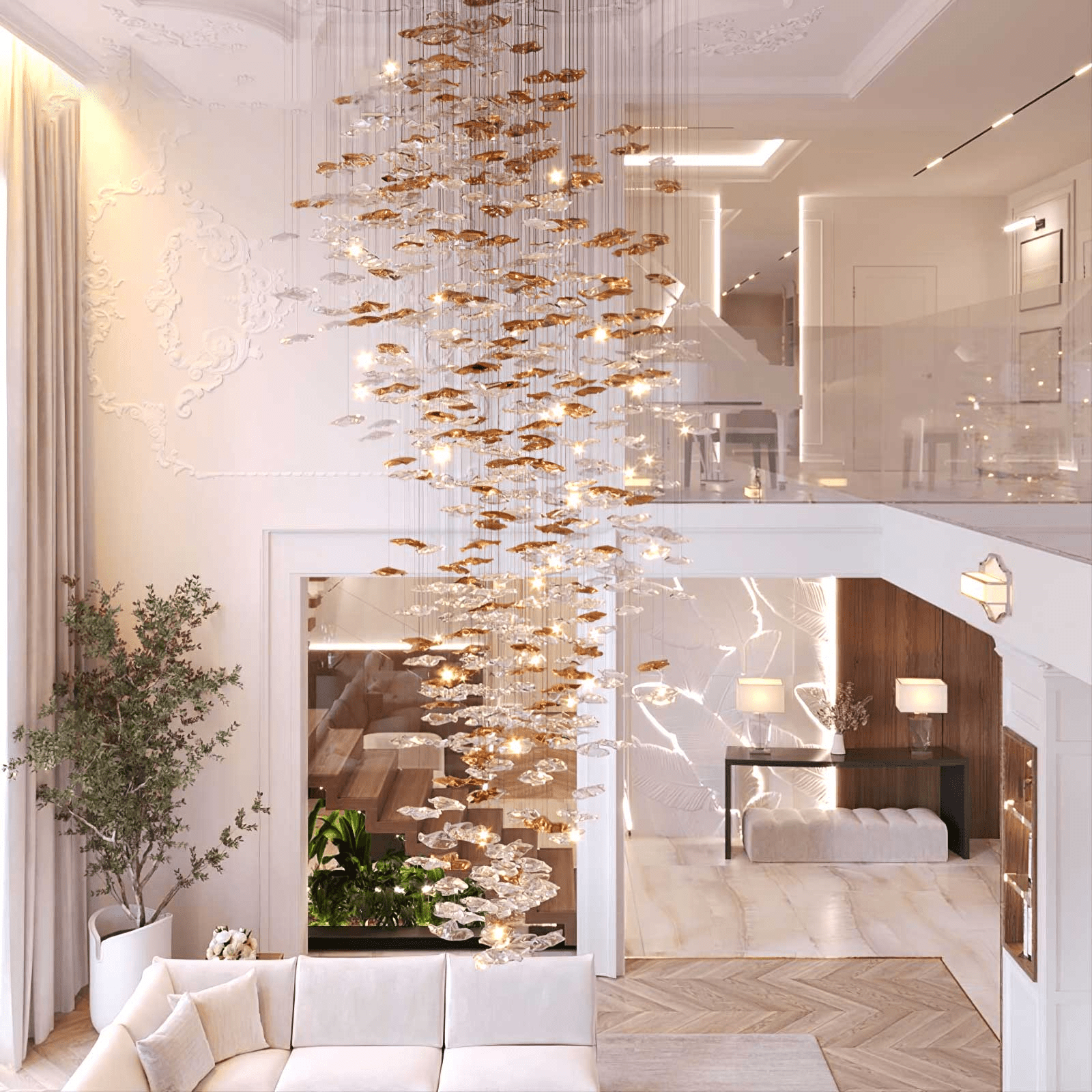 Nephele Crystal Leaf Chandelier - Letslighting