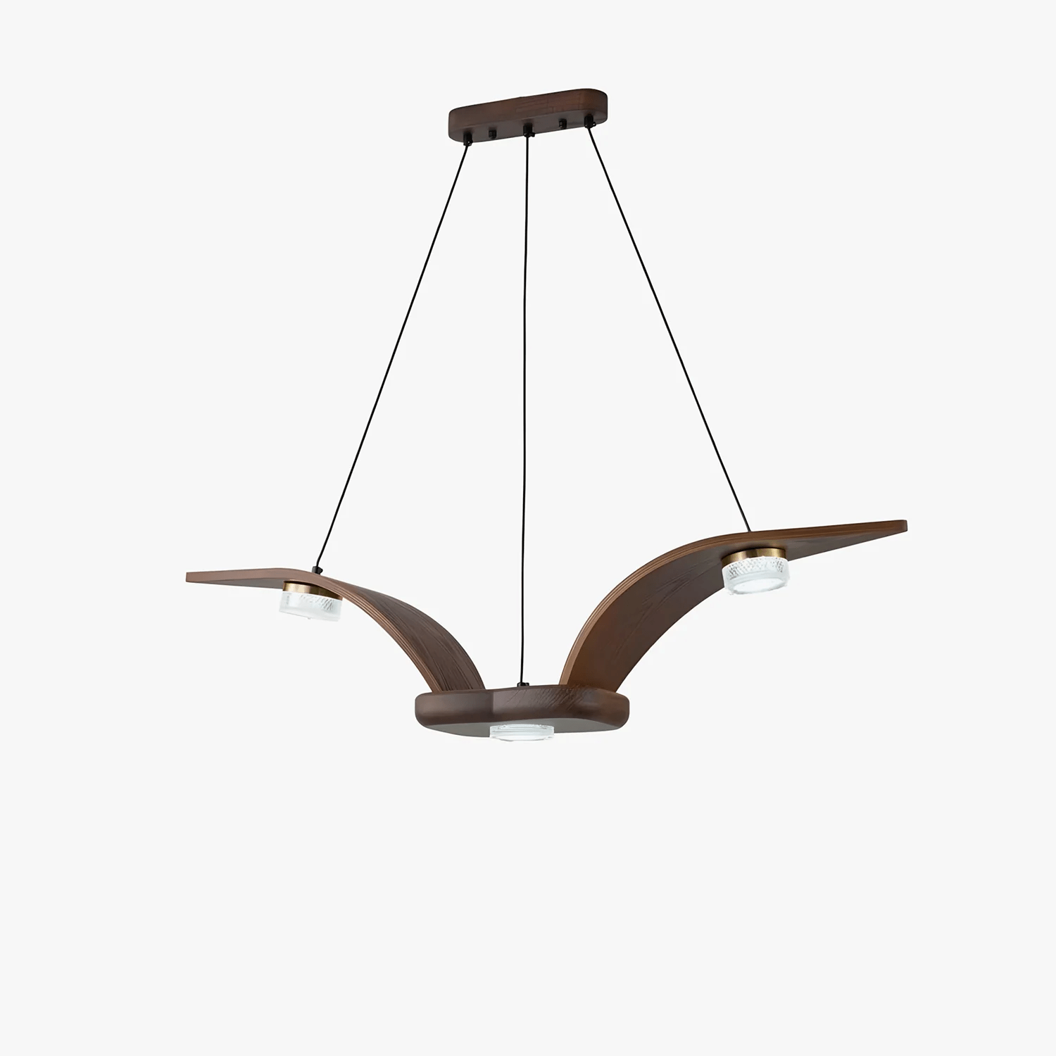 Lustra Chandelier Walnut Wood Crystal Sculptural - Letslighting