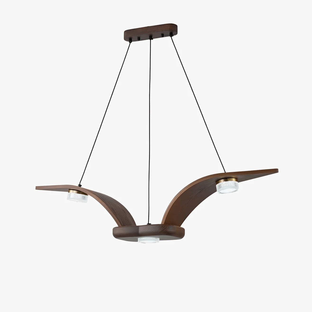 Lustra Chandelier Walnut Wood Crystal Sculptural - Letslighting