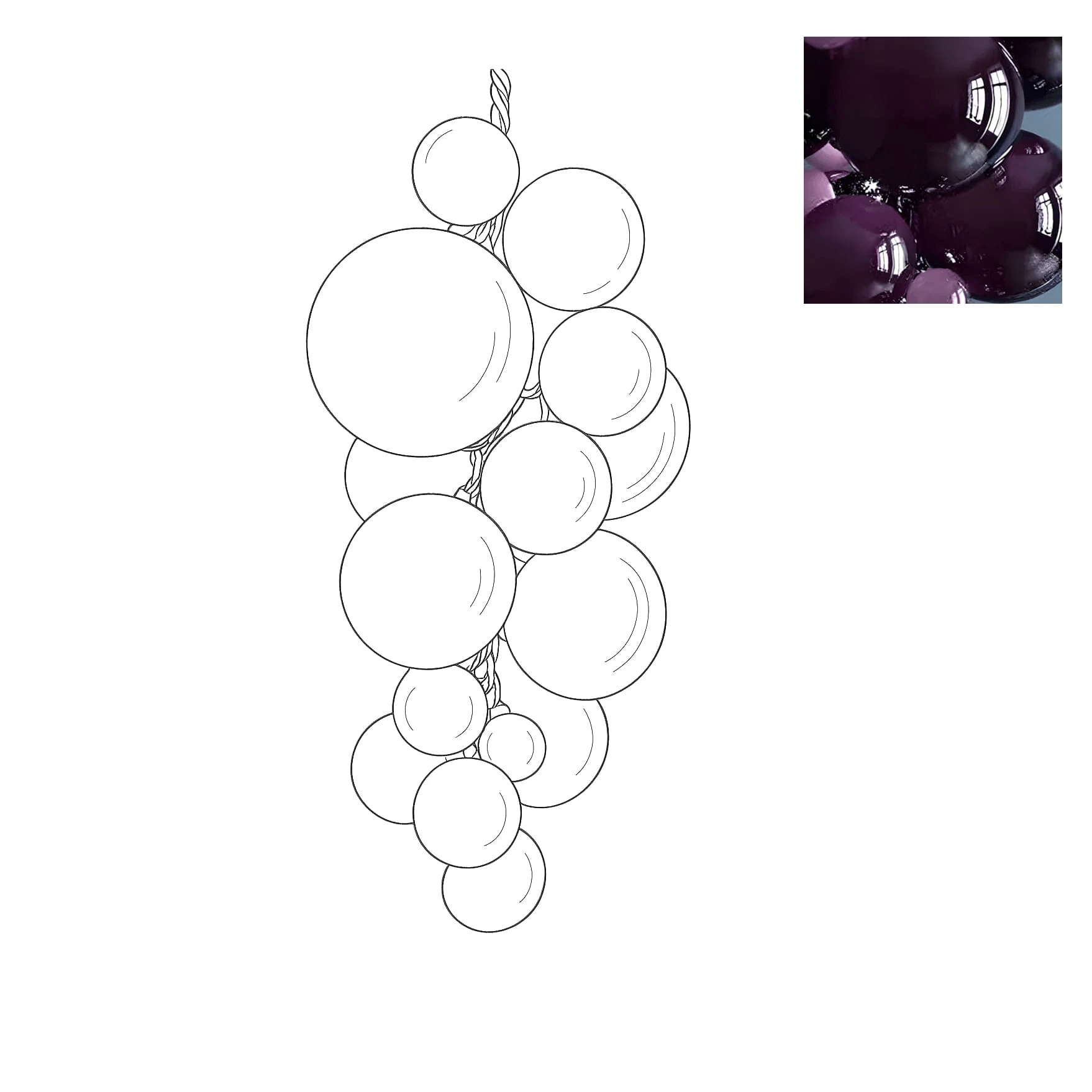 Aurora Chandelier Murano Glass Grape Cluster Art Deco - Letslighting