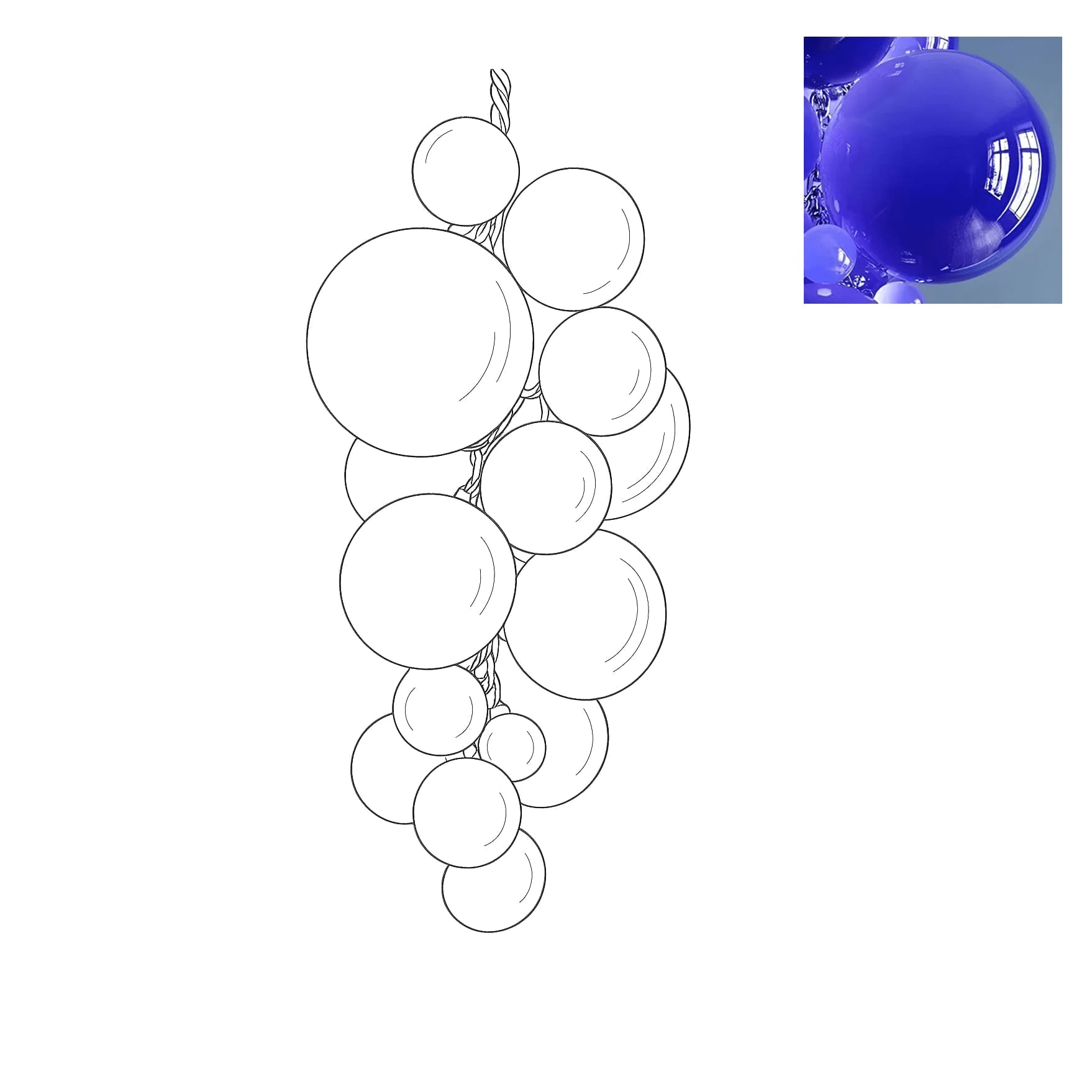 Aurora Chandelier Murano Glass Grape Cluster Art Deco - Letslighting