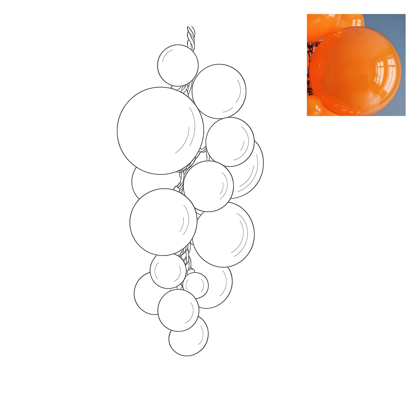Aurora Chandelier Murano Glass Grape Cluster Art Deco - Letslighting