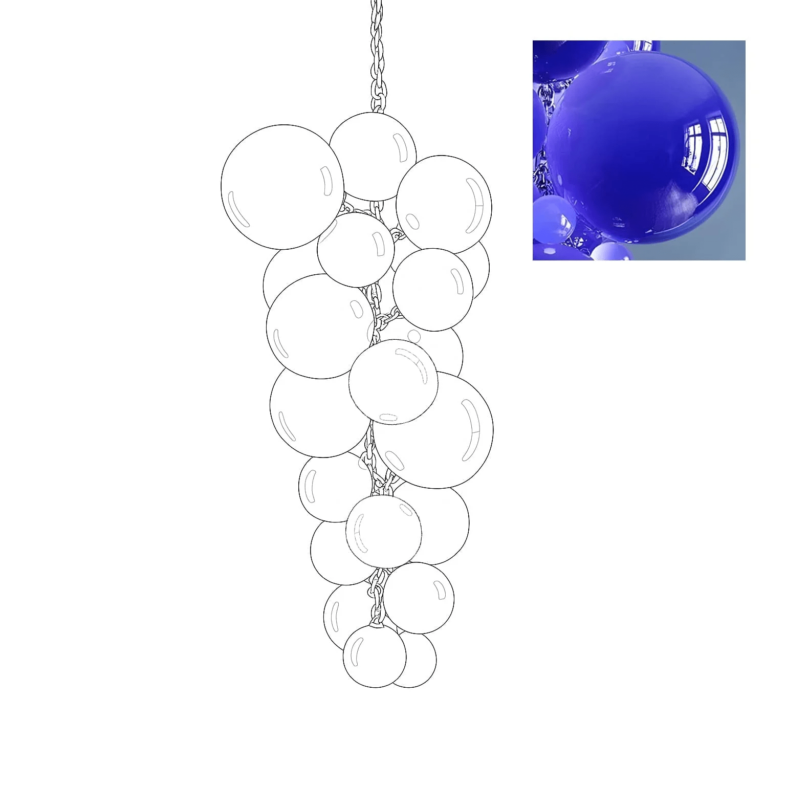 Aurora Chandelier Murano Glass Grape Cluster Art Deco - Letslighting