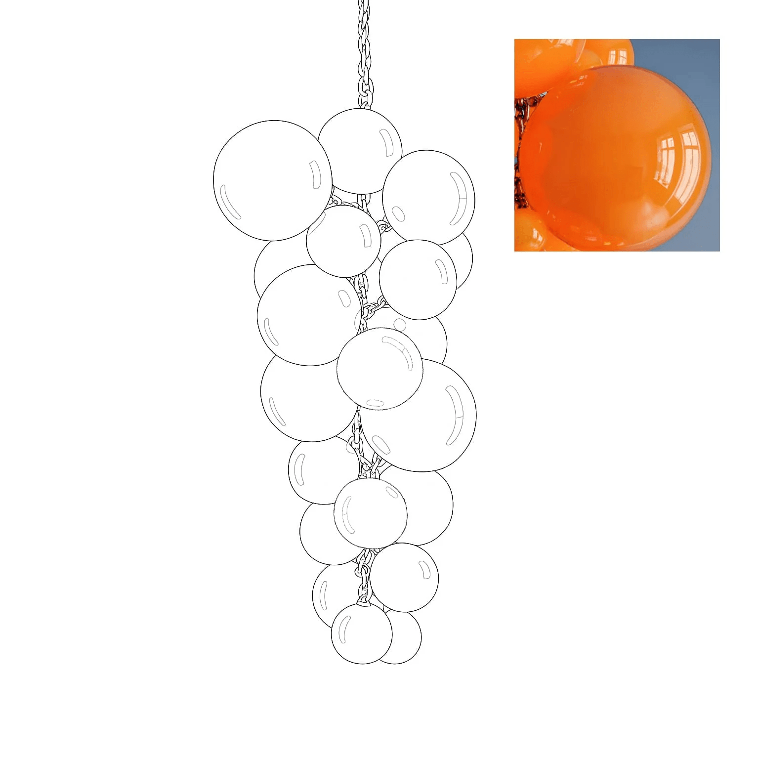 Aurora Chandelier Murano Glass Grape Cluster Art Deco - Letslighting