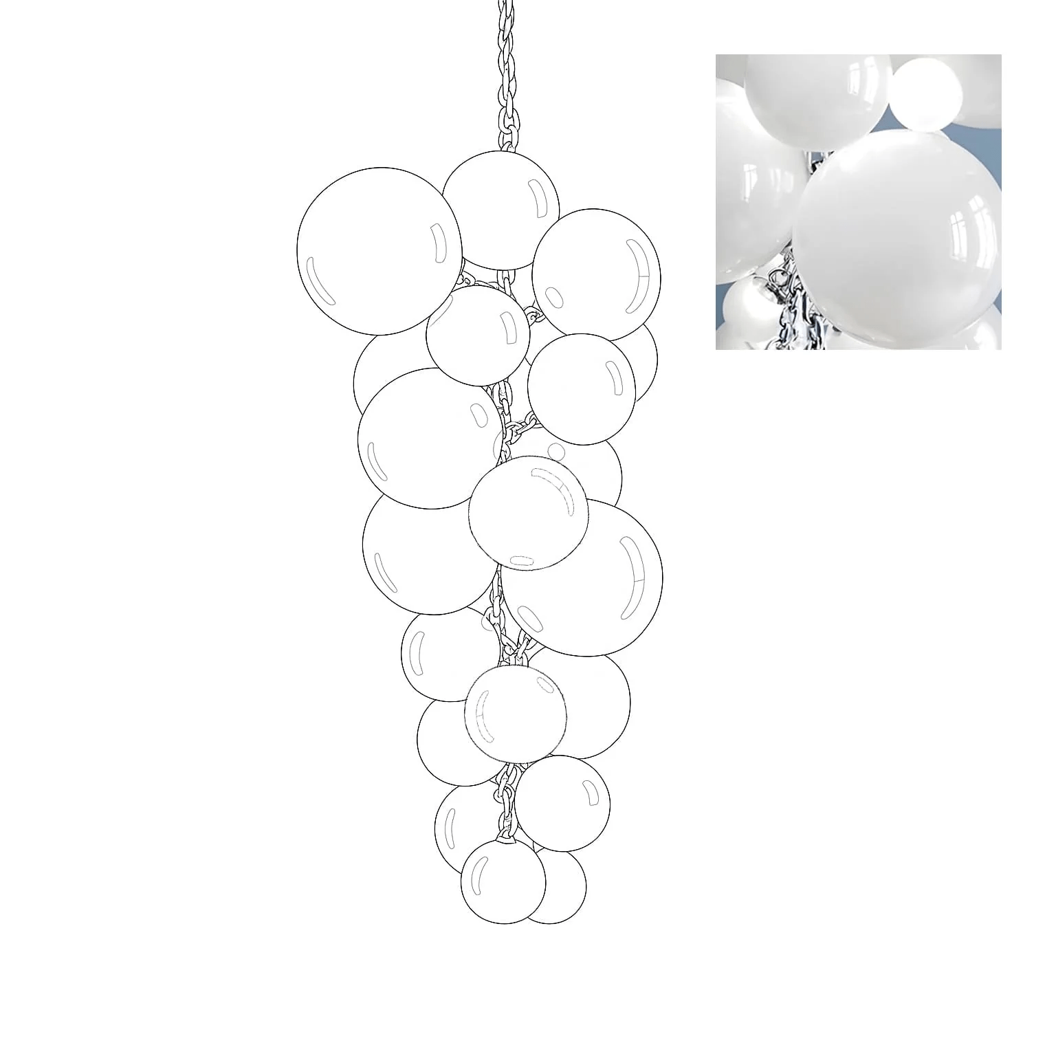 Aurora Chandelier Murano Glass Grape Cluster Art Deco - Letslighting