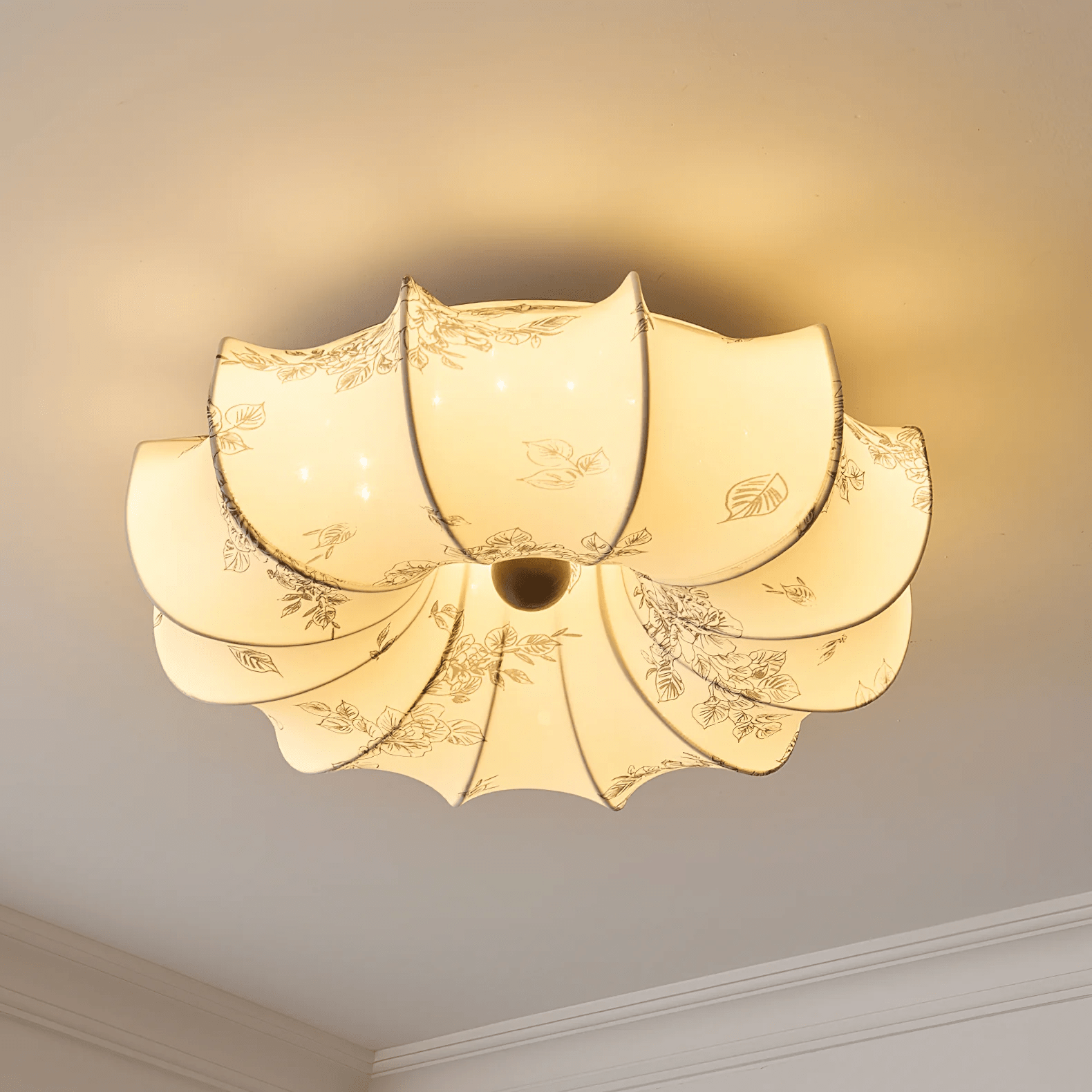 Vivaria Premium Nordic Art Wood Fabric Ceiling Light - Letslighting