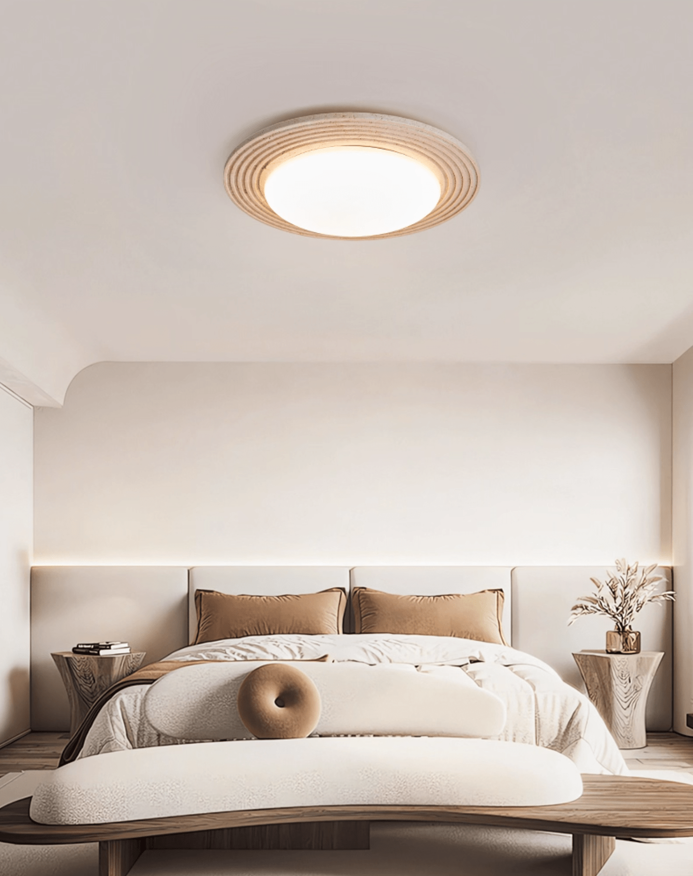 Terralux Modern Travertine & Acrylic Ceiling Light