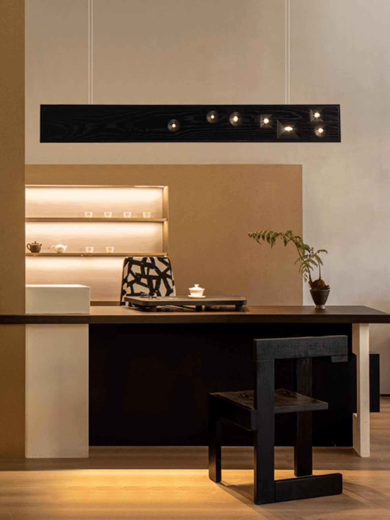 Lustra Pendant Light Wood Gemstone Linear LED - Letslighting