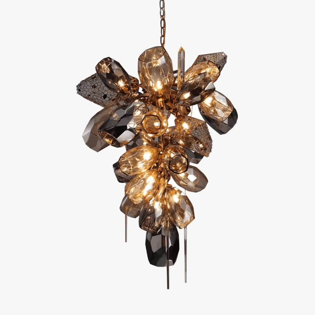 Aurora Chandelier Modern Glass Crystal Smoked Cluster