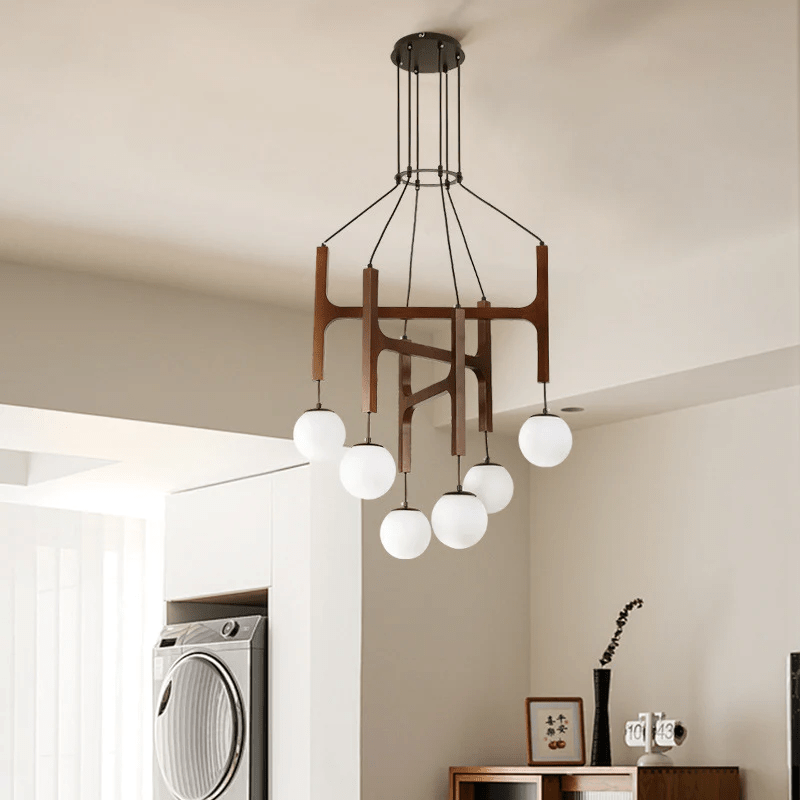 Xylocube Geometric Wood Globe Pendant Light - Letslighting
