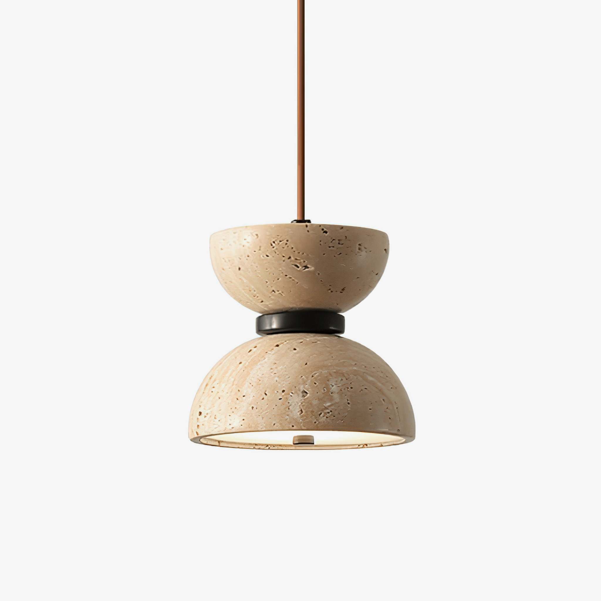 Tersus  Travertine Hourglass Pendant  Light Double-dome