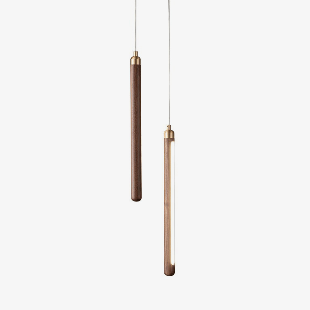 Kyoto Walnut Brass Linear Pendant Light - Letslighting