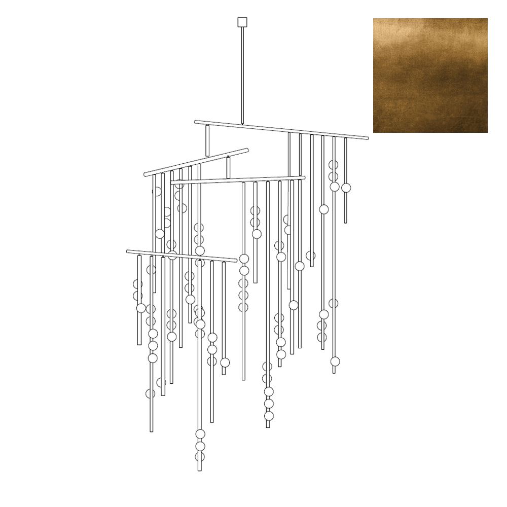 Eurzoris Geometric Brass Linear Pendant Light Chandelier - Letslighting
