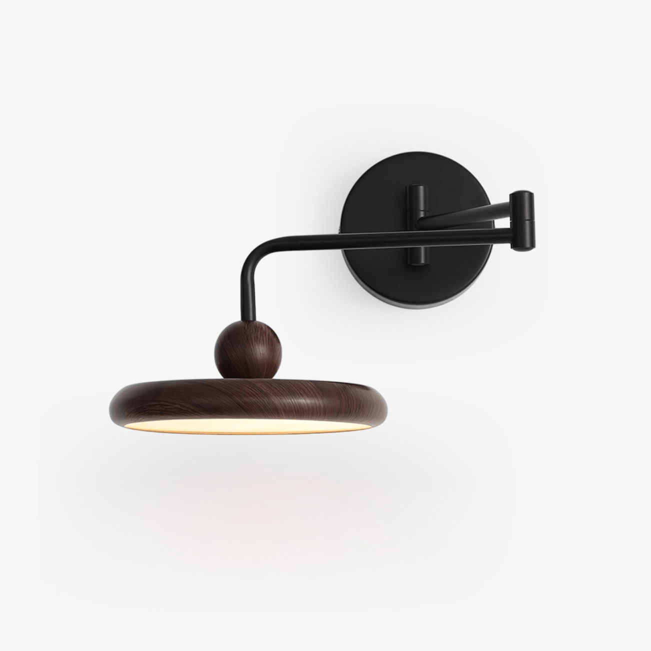 Kenshika Wooden Disc Black Wall Light - Letslighting