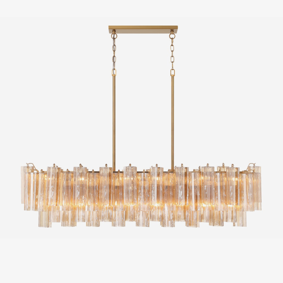 Aurora Linear Chandelier Glass Tube Tiered Amber