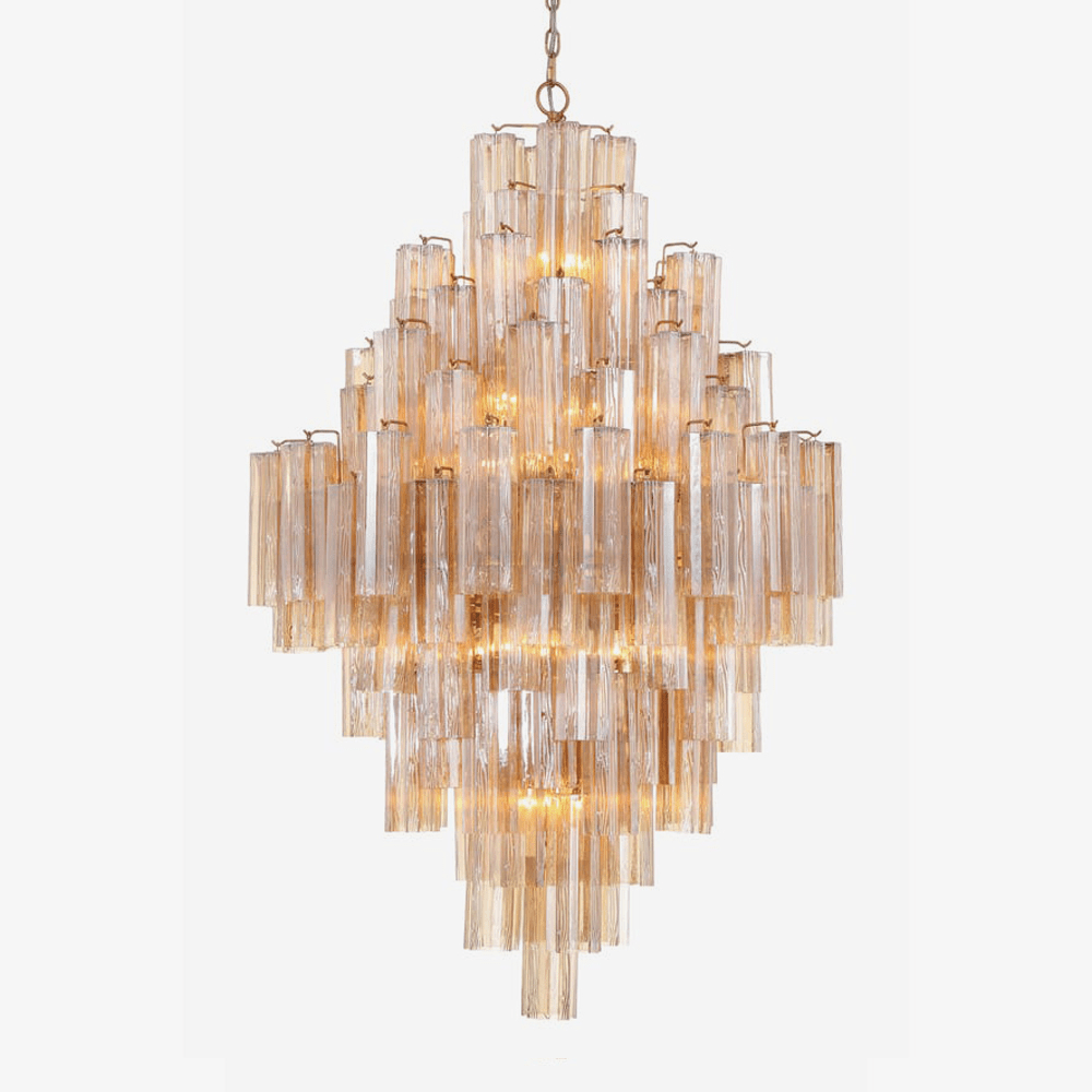 Aurora Diamond Chandelier Glass Tube Layered Amber