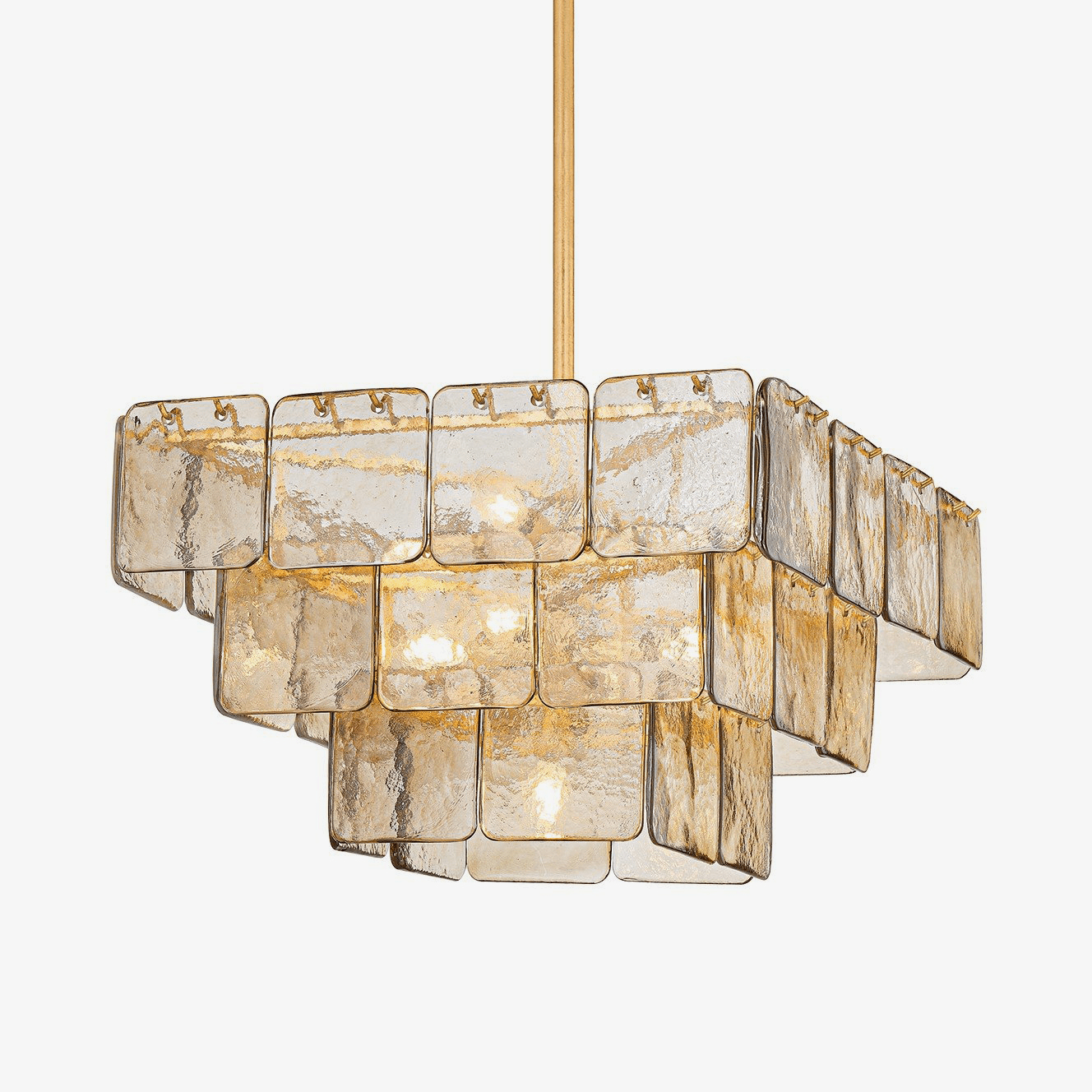 Aurora Chandelier Champagne Piastre Glass Modern