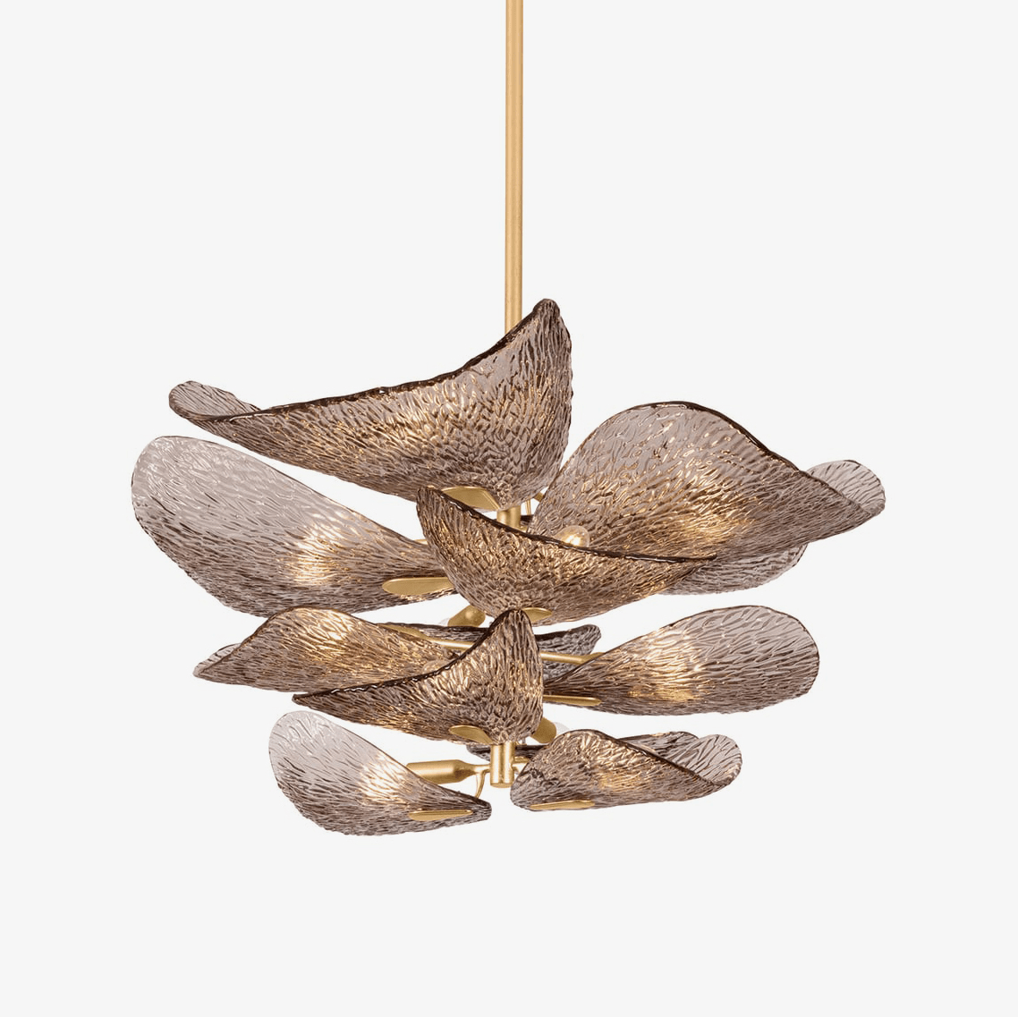 Aurora Chandelier Cardiff Piastra Glass Petal Layered Bronze