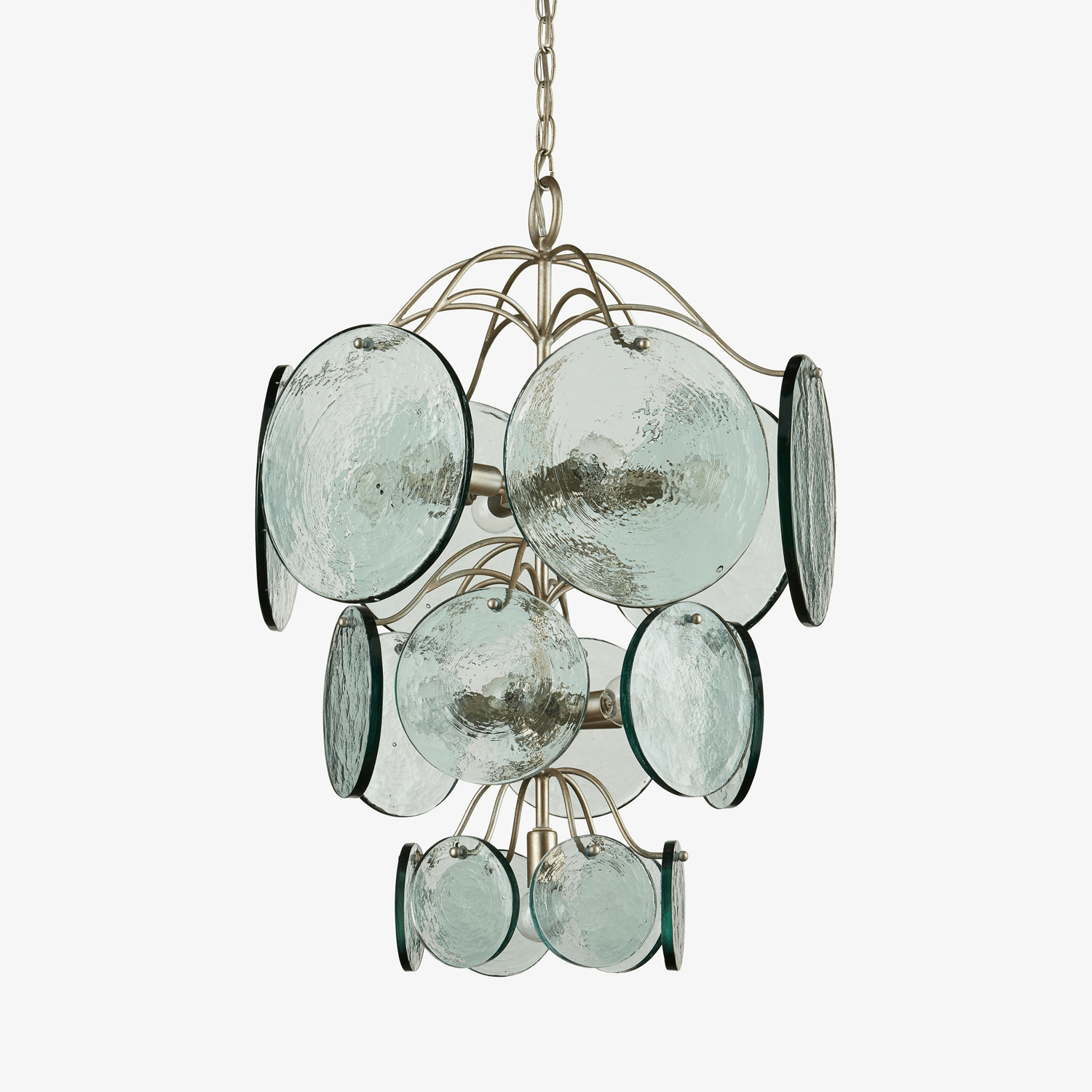 Aurora Chandelier Rovigo Recycled Glass Disc Modern Flowing