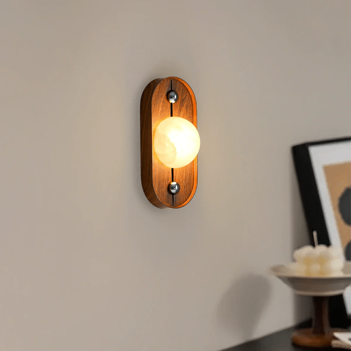 Orlin Alabaster Wood Wall Sconce