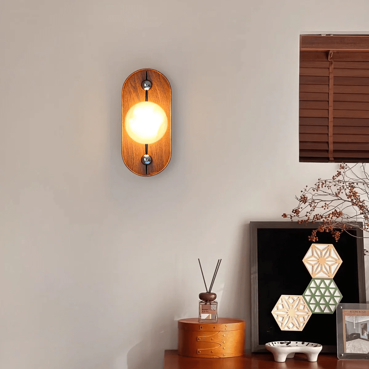 Orlin Alabaster Wood Wall Sconce