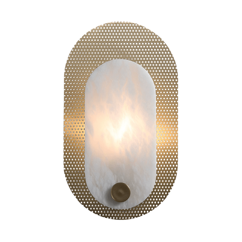 Oval Modern Metal & Alabaster Wall Light