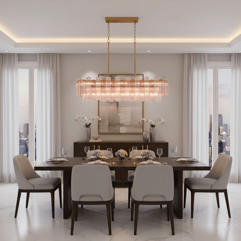 Addis Modern Metal & Glass Chandelier