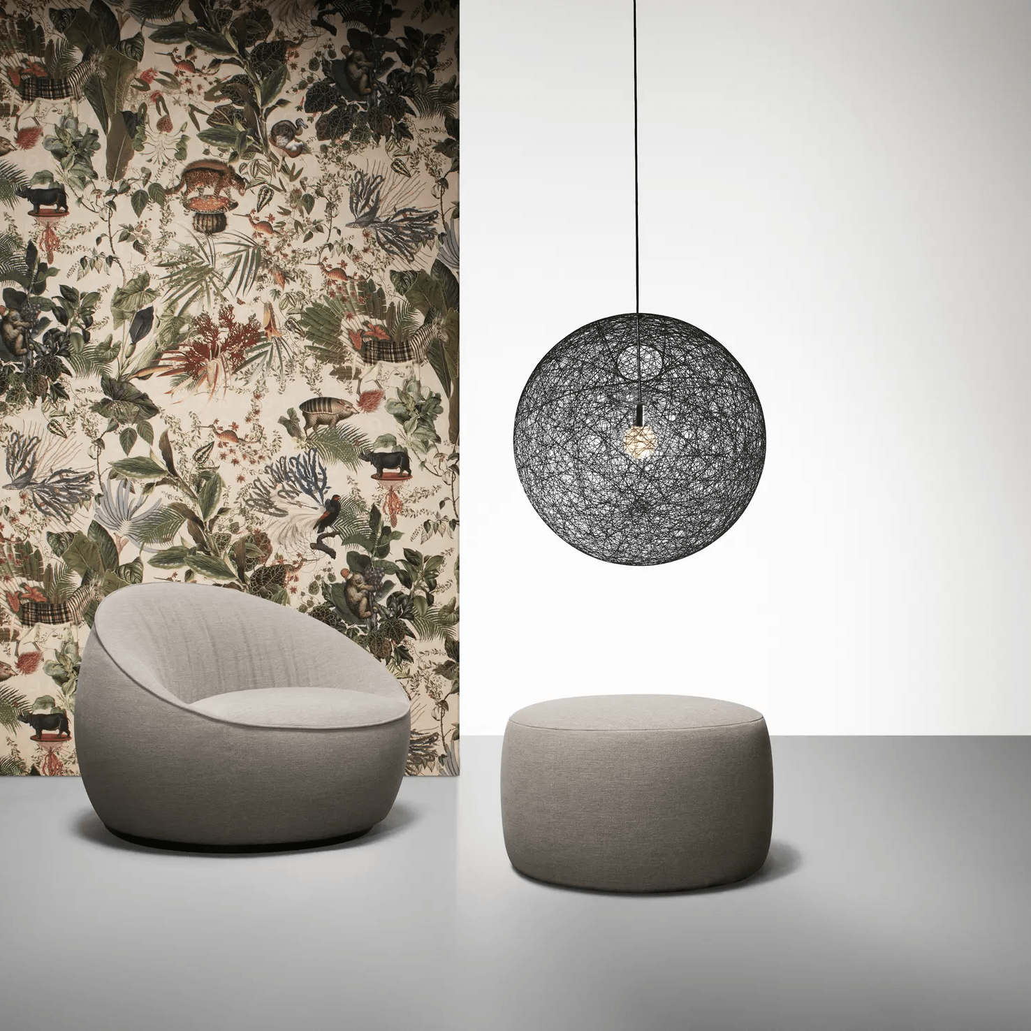 Spherical Modern Metal & Polymers Pendant Light