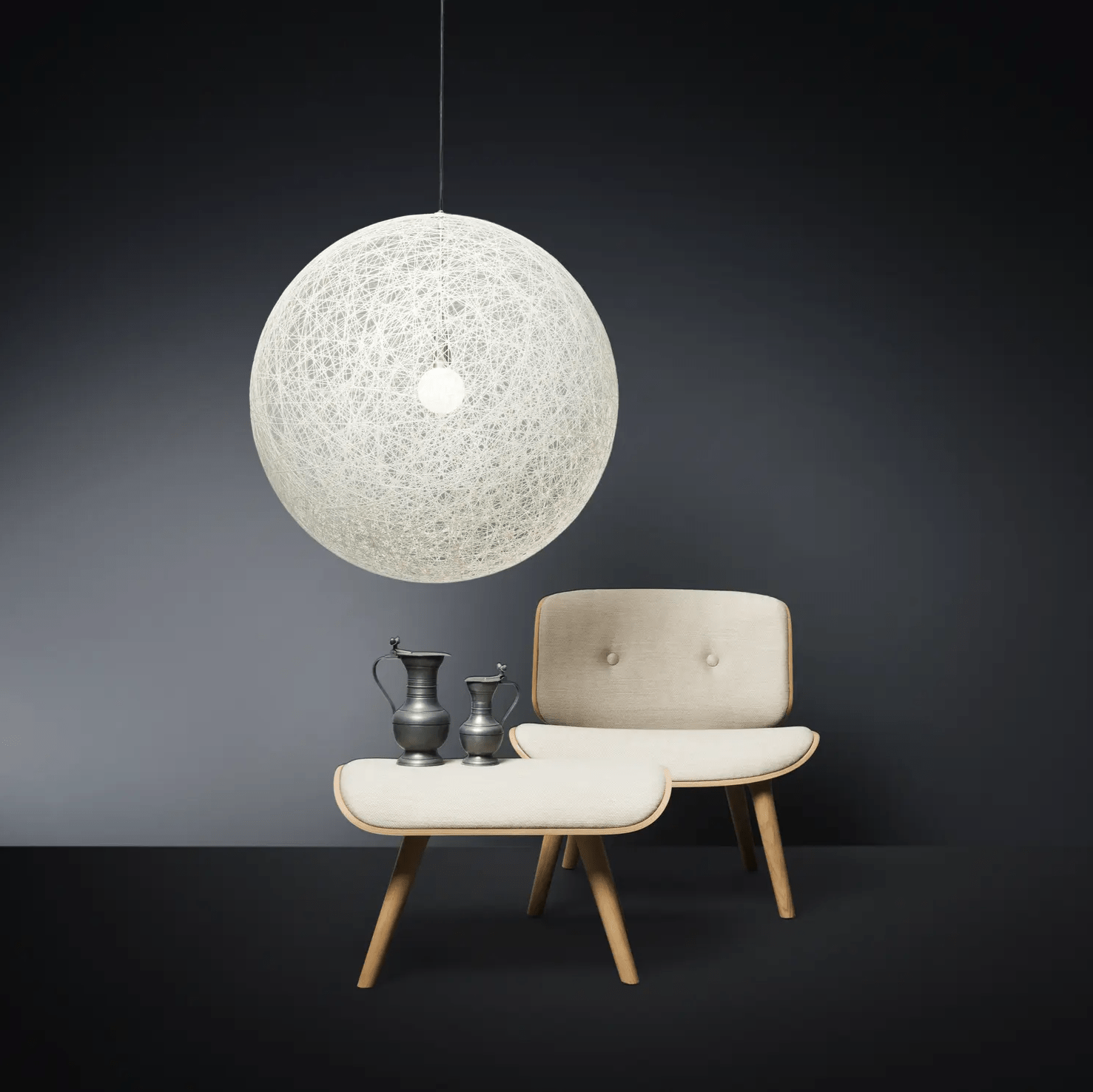 Spherical Modern Metal & Polymers Pendant Light