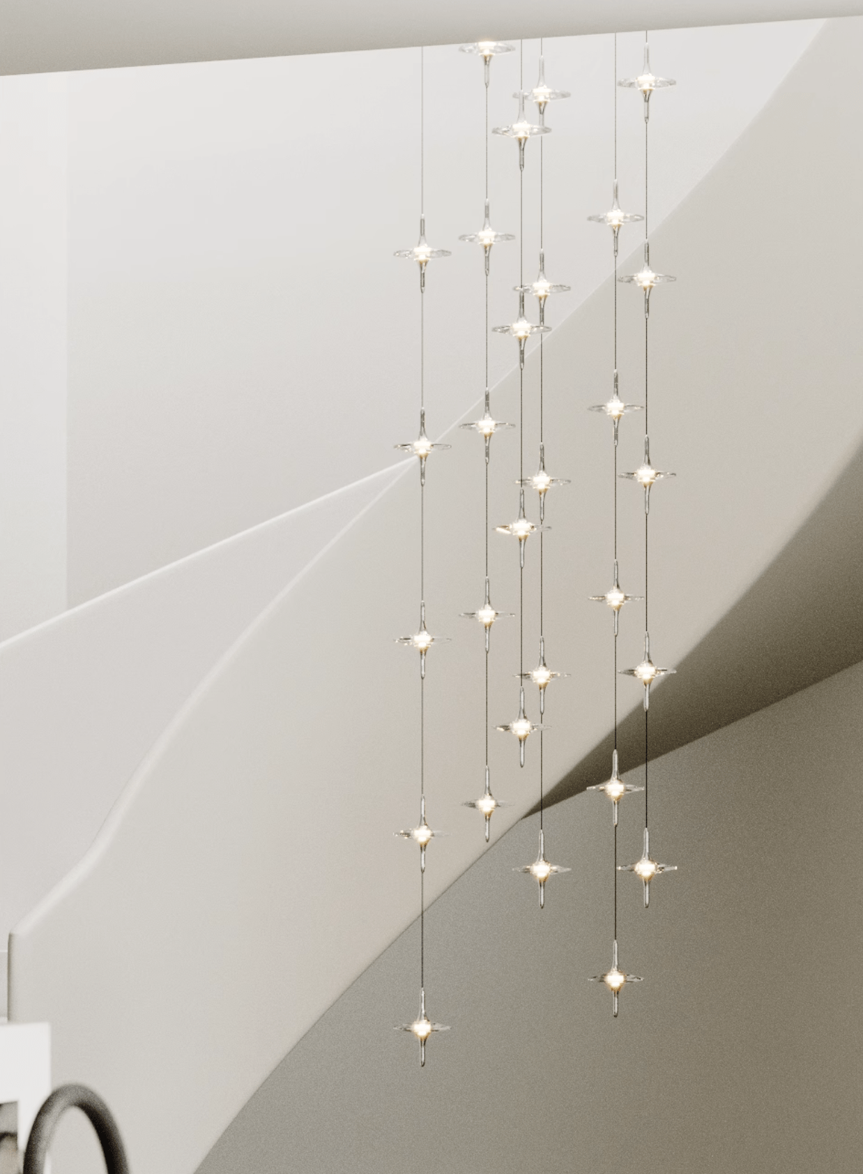Starfall Modern Metal & Crystal Chandelier
