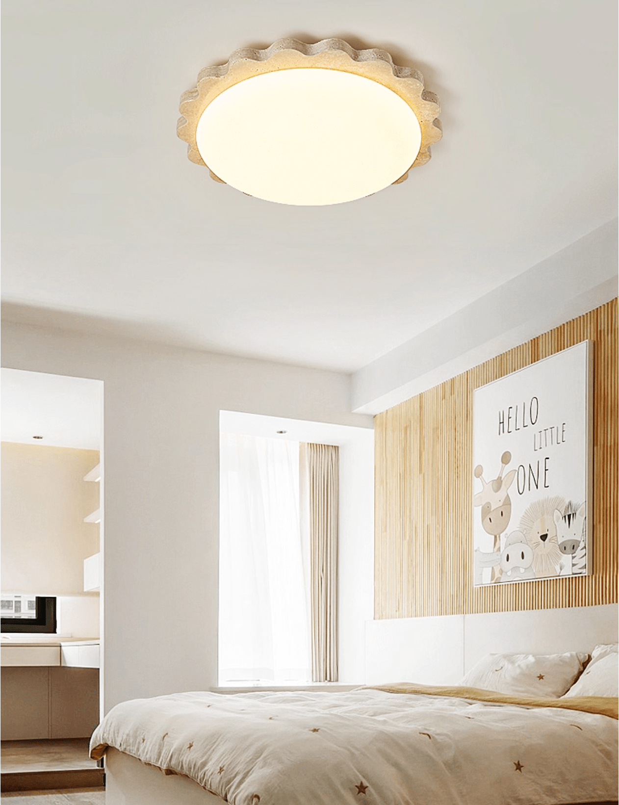 Scallop Modern Travertine Ceiling Light
