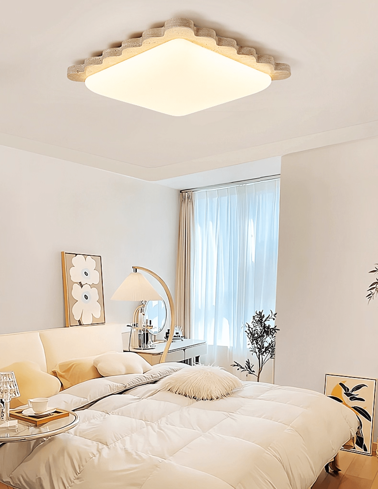 Scallop Modern Travertine Ceiling Light