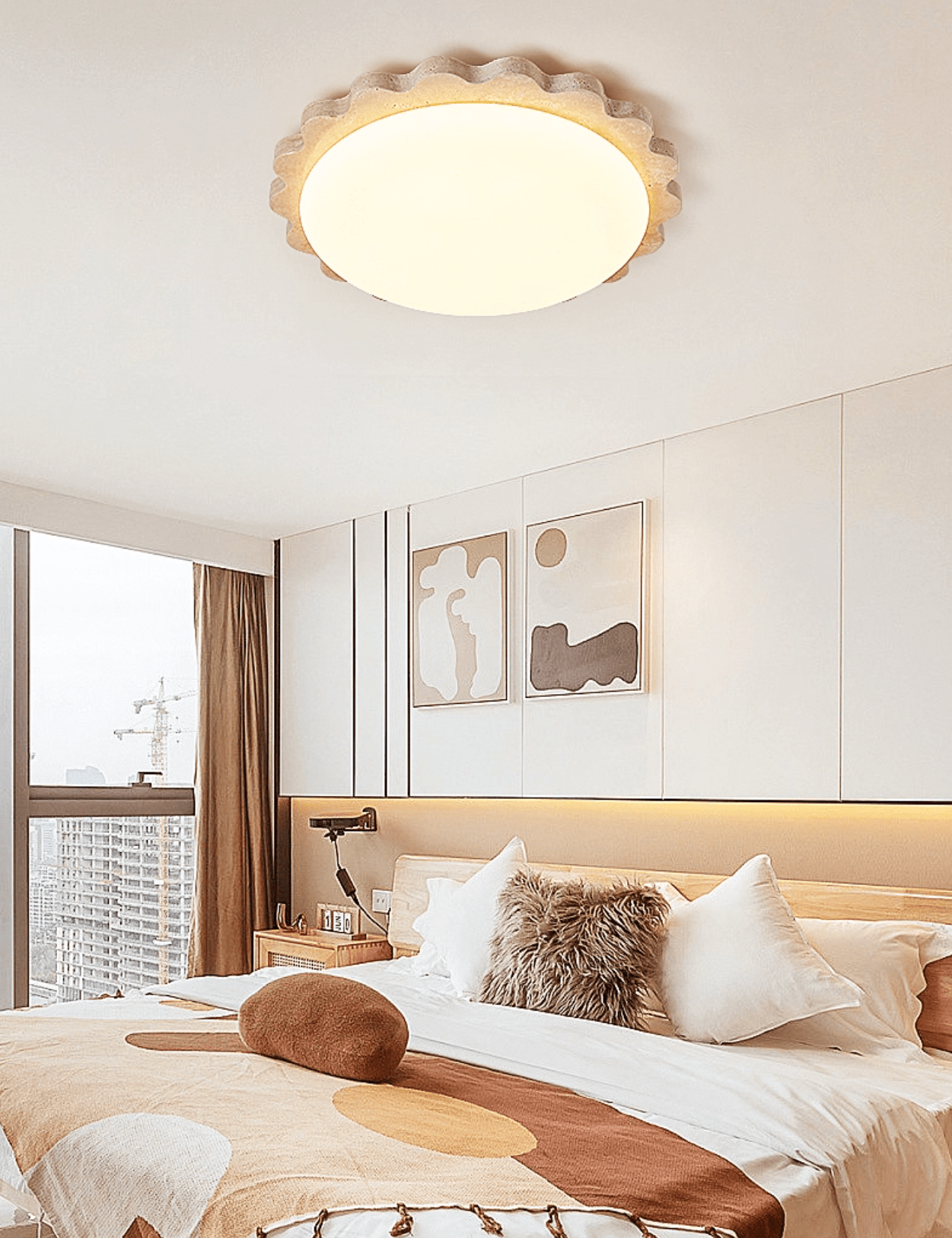 Scallop Modern Travertine Ceiling Light