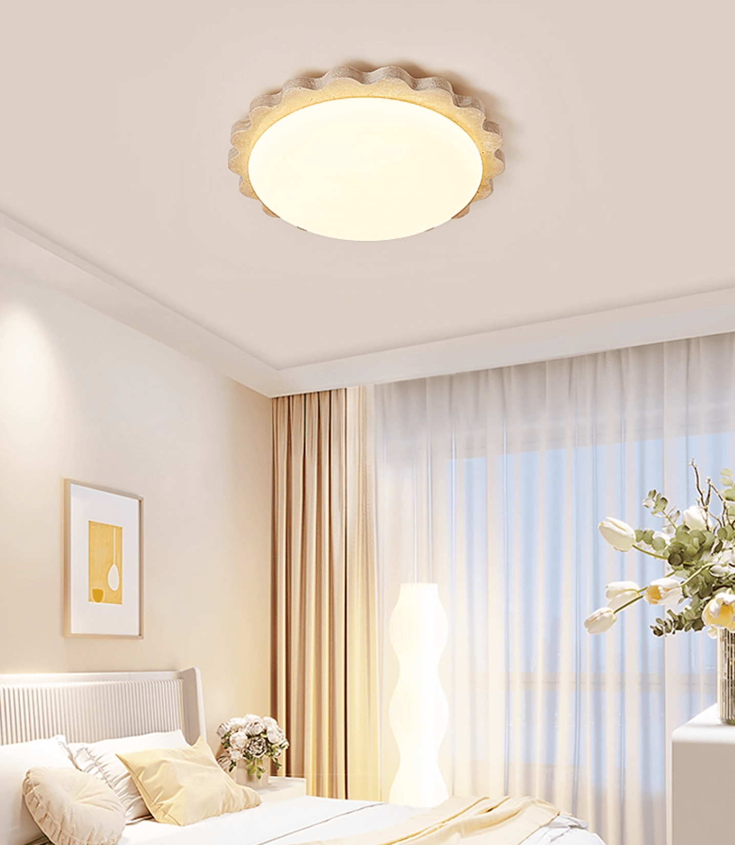 Scallop Modern Travertine Ceiling Light