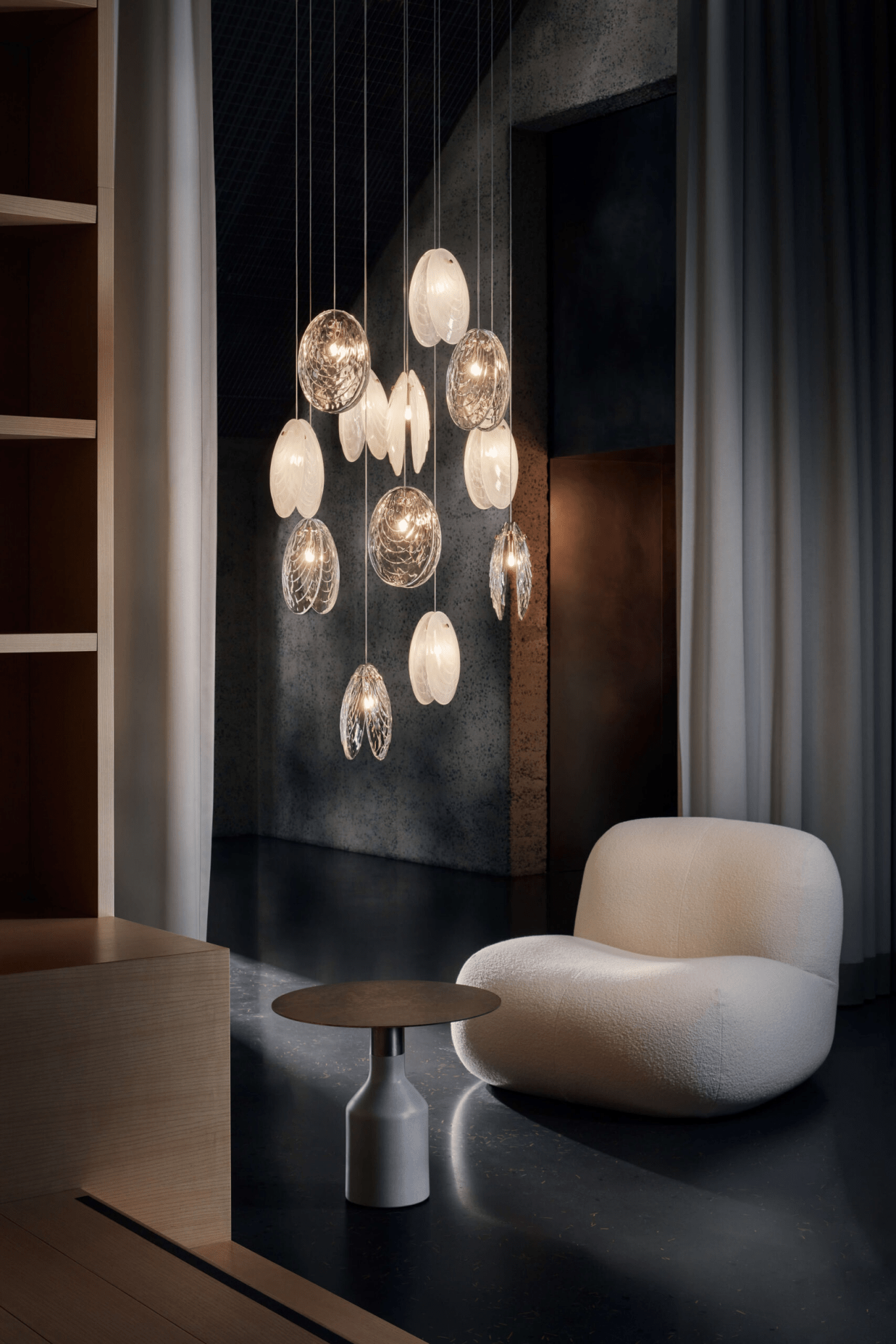 Mussels Modern Metal & Glass Chandelier