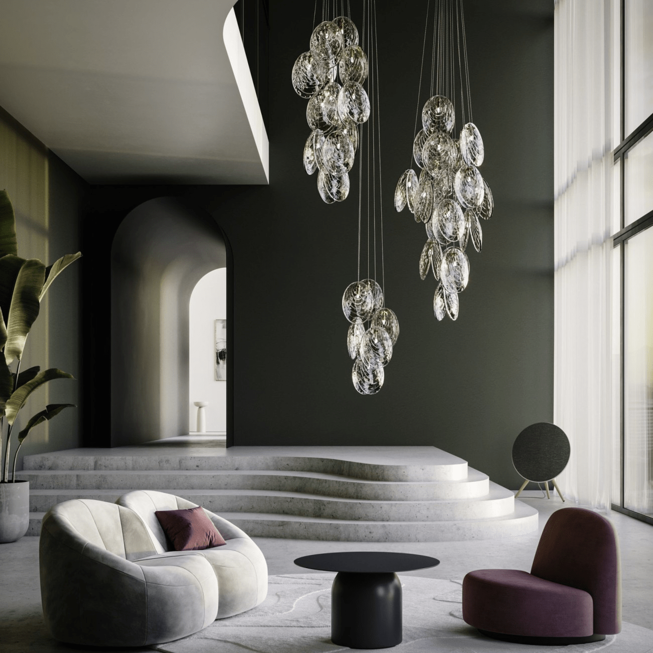 Mussels Modern Metal & Glass Chandelier
