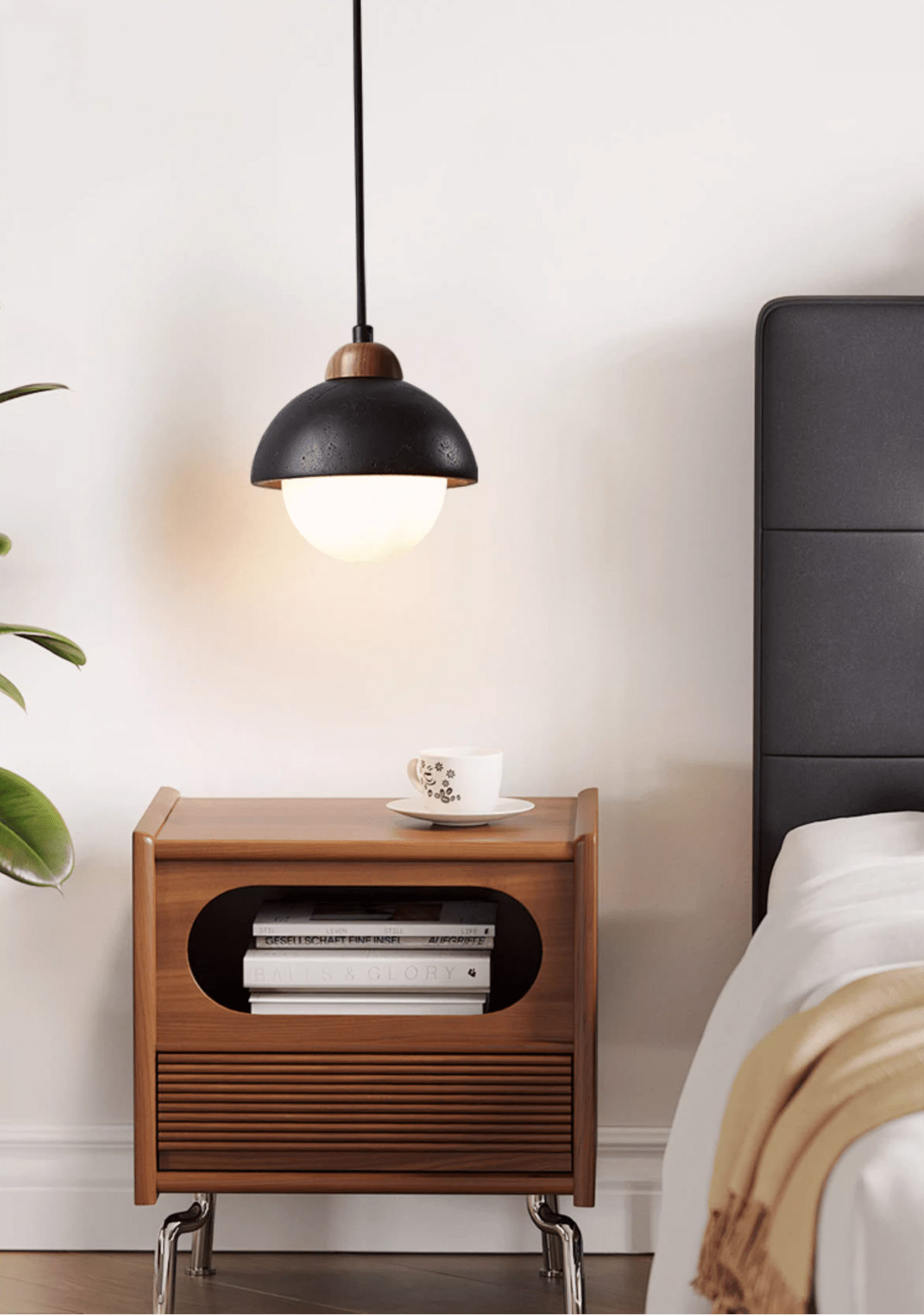 Zenith Modern Travertine & Wood Pendant Light